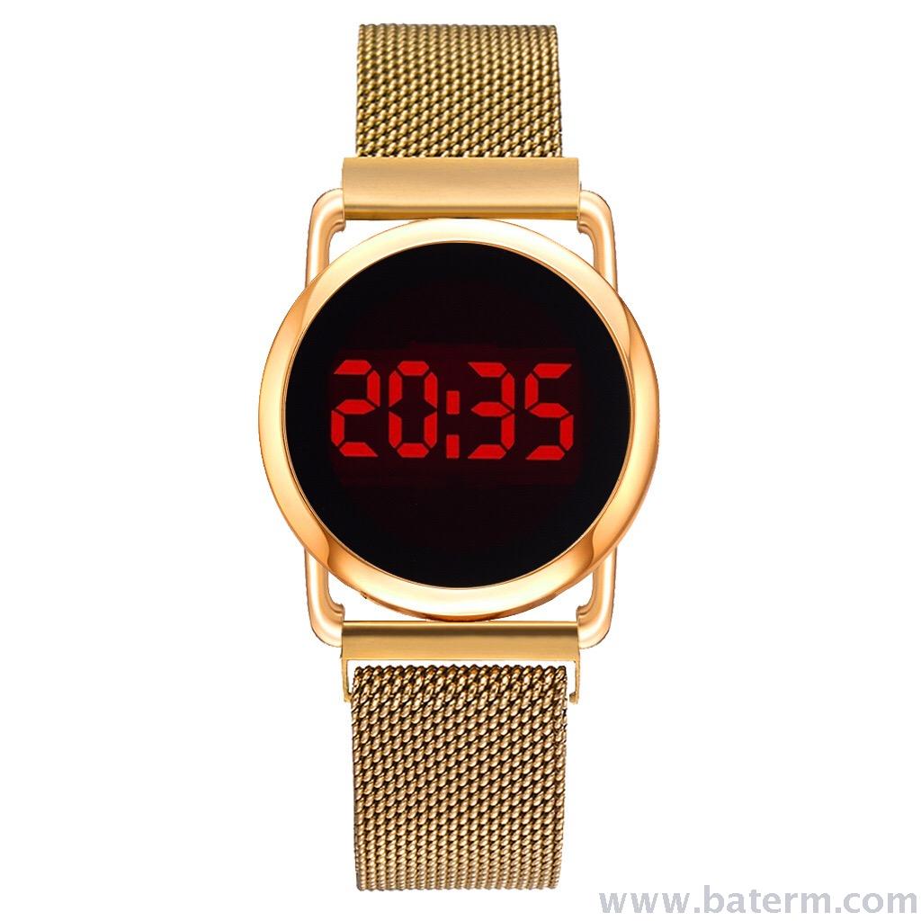 Fashionable hot sport round magnetic absorbing watch strap led watch students watch