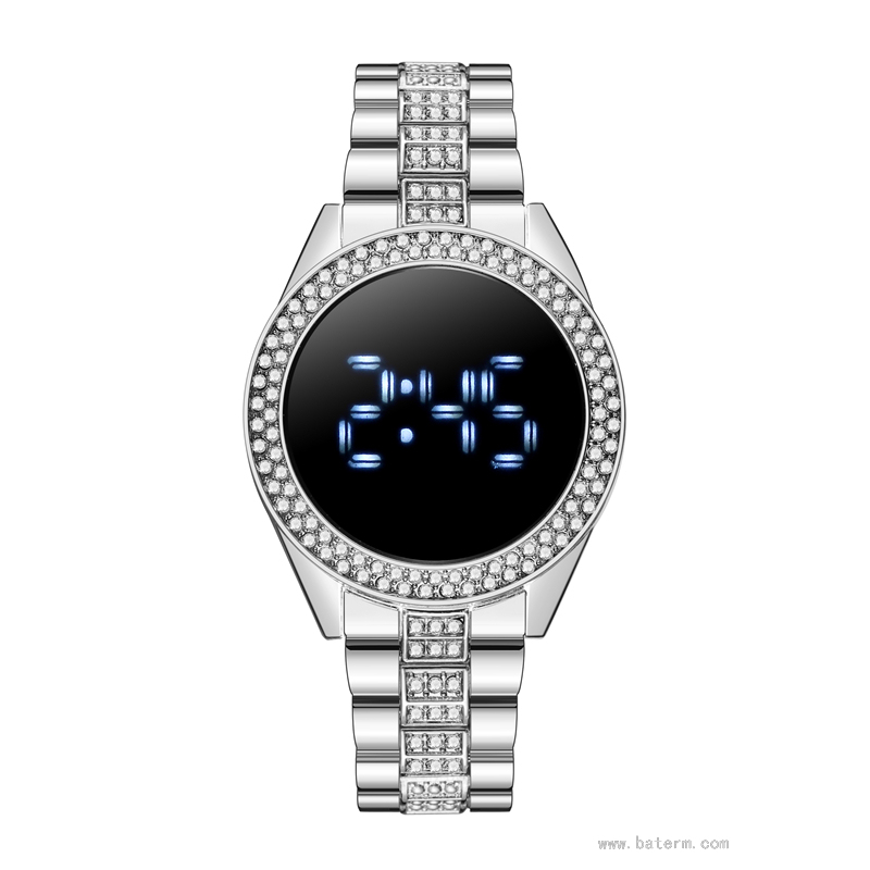 Best Seller in Europe and America StylishDouble Row Diamond White Light Display LED Watch Creative Touch Watch Led