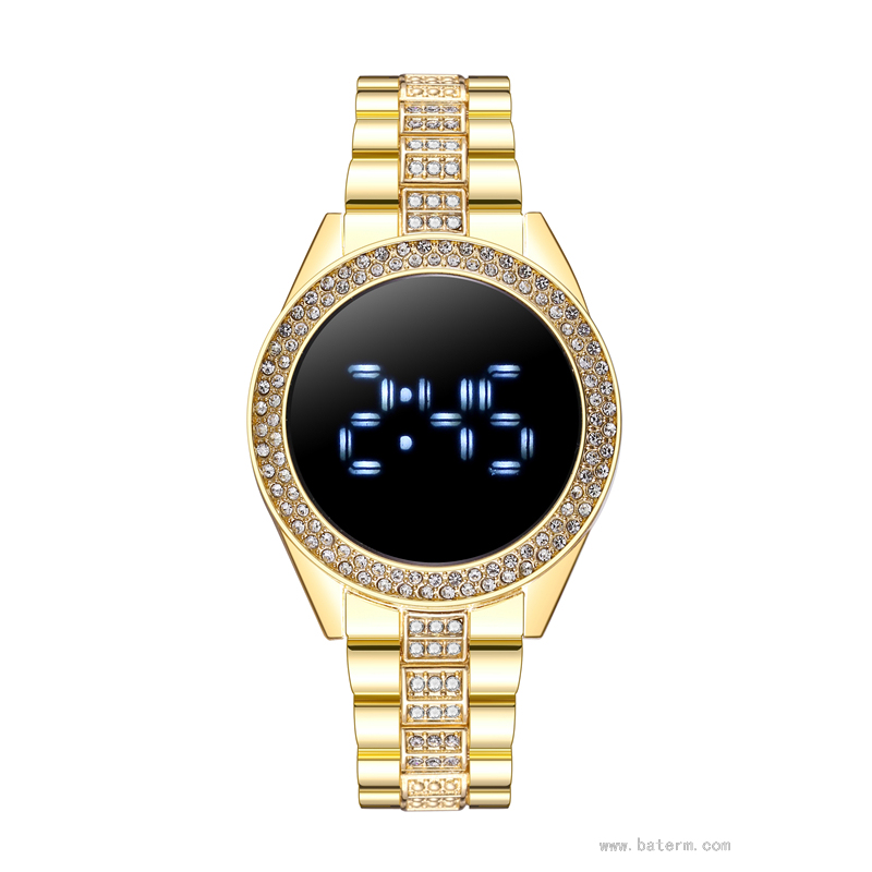 Best Seller in Europe and America StylishDouble Row Diamond White Light Display LED Watch Creative Touch Watch Led