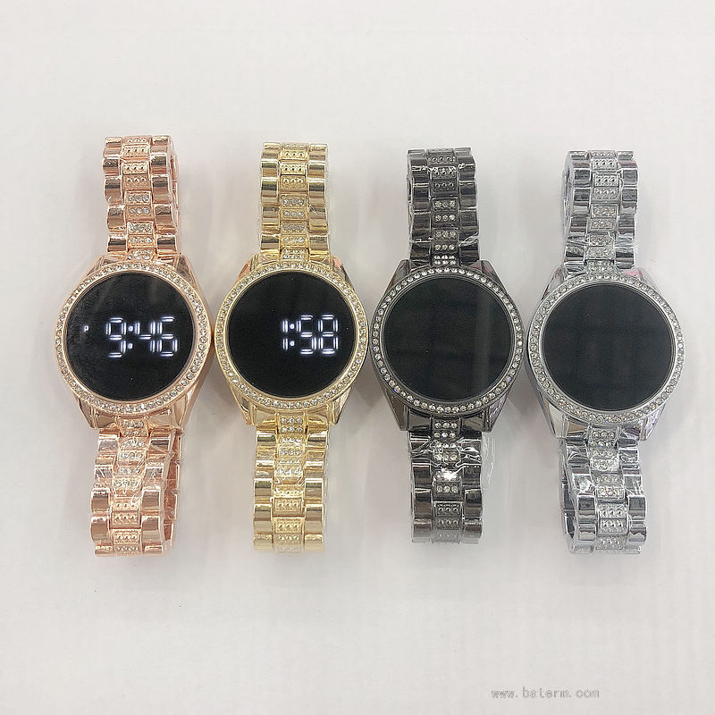 Best Seller in Europe and America Stylish  Single Row Diamond White Light Display LED Watch Creative Touch  Watch LED