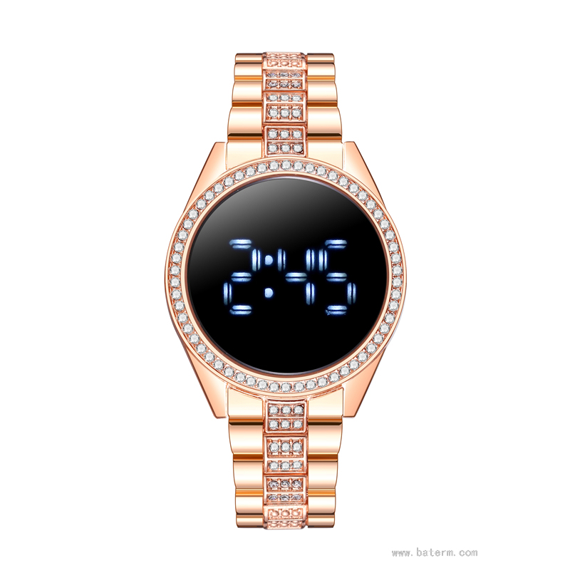 Best Seller in Europe and America Stylish  Single Row Diamond White Light Display LED Watch Creative Touch  Watch LED