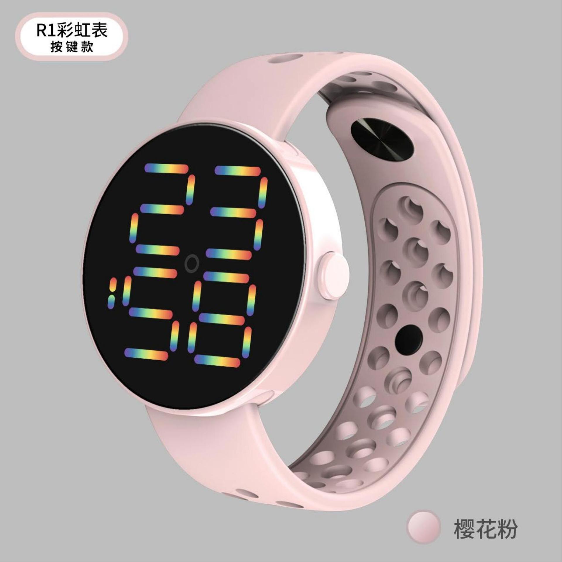 New LED Electronic Watch R1 Rainbow Watch Waterproof round Large Screen Display Sports Trend Simple Gifts Led Watch