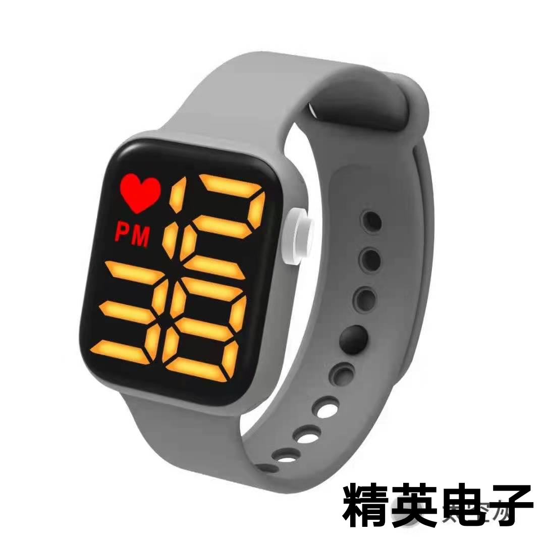 Cross-Border Source Led Watch Square Waterproof Apple Button Digital Sports Fashion Children&#039;s LED Electronic Watch
