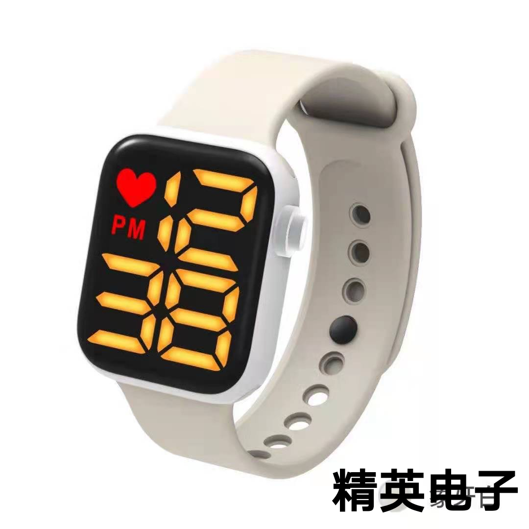 Cross-Border Source Led Watch Square Waterproof Apple Button Digital Sports Fashion Children&#039;s LED Electronic Watch