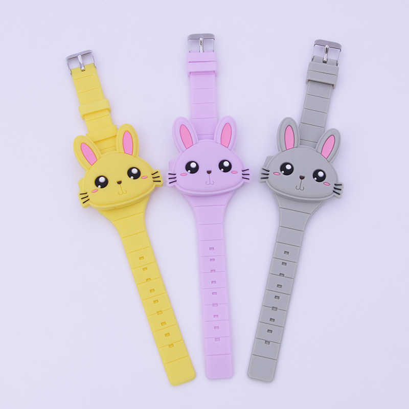 Silicone Led Cute Rabbit Cat Elephant Cartoon Toy Watch for Children Watch Flip Children&#039;s LED Watch