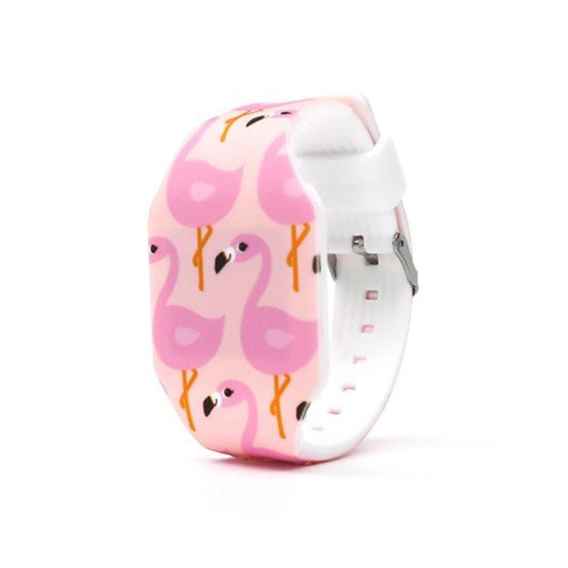Factory direct cross-border fashion leisure silica gel flamingo watch pink girl LED watch