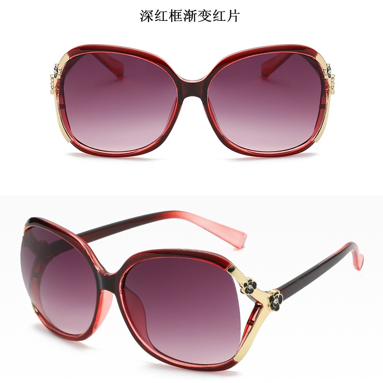 New Factory Polarized Camellia Sunglasses Women&#039;s Stall Sunglasses Fashion Ins Large Round Glasses