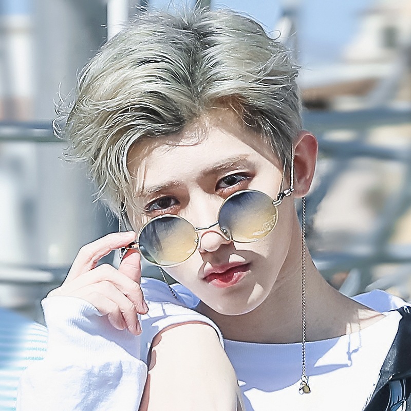 Cai Xukun Same round Sunglasses Men&#039;s Gradient Color Korean Retro Harajuku Internet-Famous Round Glasses