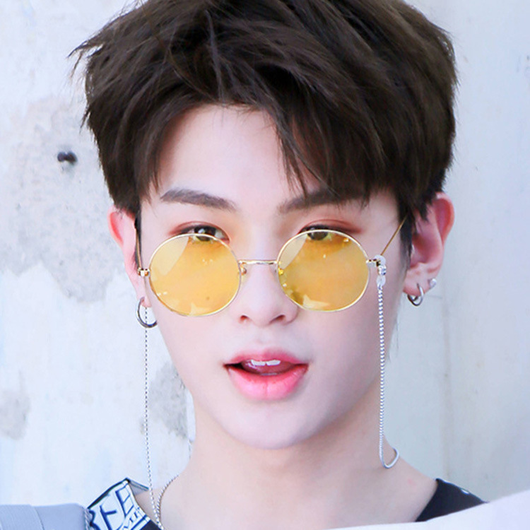 Cai Xukun Same round Sunglasses Men&#039;s Gradient Color Korean Retro Harajuku Internet-Famous Round Glasses