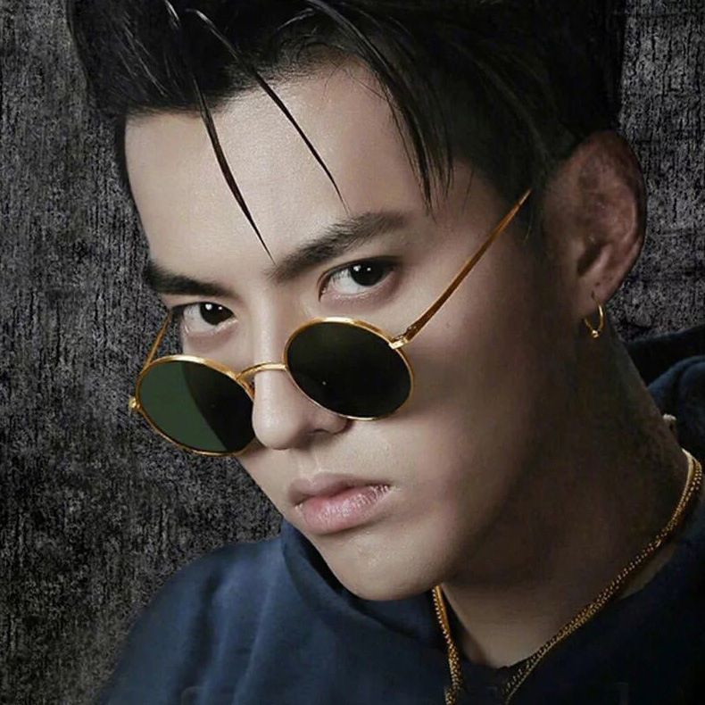Cai Xukun Same round Sunglasses Men&#039;s Gradient Color Korean Retro Harajuku Internet-Famous Round Glasses