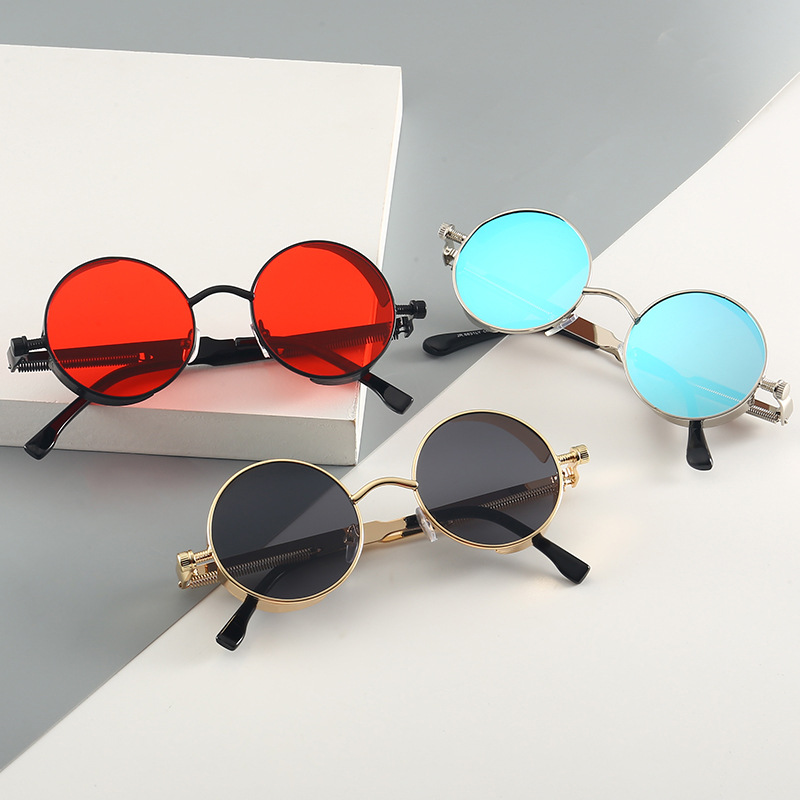 Sunglasses  New Arrival Sunglasses Vintage Metal round Thick Frame Sun Glasses Spring Temple Prince Glasses