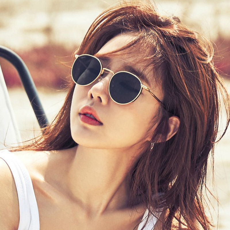 Round Glasses Sunglasses Women&#039;s Fashionable 2021 New Korean Style round Ins Sunglasses Sun Protection UV Metal Glasses