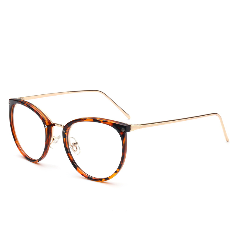 Transparent broken flower full package spectacle frame female round large frame flat lens Korean version retro optical glasses