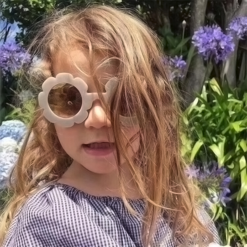 New SUNFLOWER Children&#039;s Sunglasses Cute Baby Comfortable Colorful Sunglasses round Frame Flower Petals Glasses
