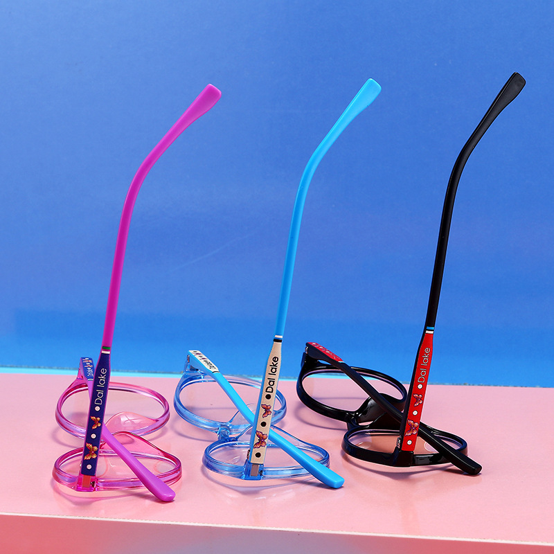 92a Factory Direct TR90 Children&#039;s Anti-Blue Light Glasses Butterfly Printing Watch Phone Computer Special Safety Plain Glasses