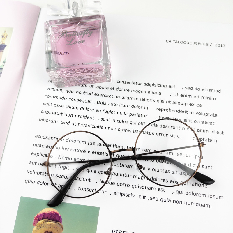 Factory Direct Sales Harajuku Plain Glasses Prince Glasses Metal Circle Korean Style for Men and Women Decorative Frame 