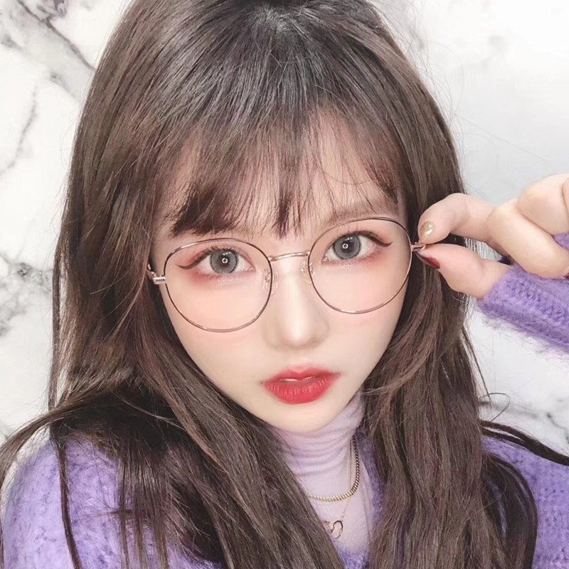 Instafamous Metal Retro Plain Glasses with Color Changing Myopia Glasses Student Korean Style Men&#039;s and Women&#039;s Myopia Glasses Finished Product with Degree