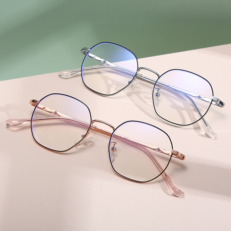 Internet-Famous and Vintage Metal Irregular Glasses Frame Korean Men&#039;s and Women&#039;s Anti-Blue Light Glasses Plain Glasses Myopia Glasses Rim Glasses Frame Women&#039;s