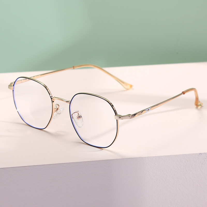 Internet-Famous and Vintage Metal Irregular Glasses Frame Korean Men&#039;s and Women&#039;s Anti-Blue Light Glasses Plain Glasses Myopia Glasses Rim Glasses Frame Women&#039;s