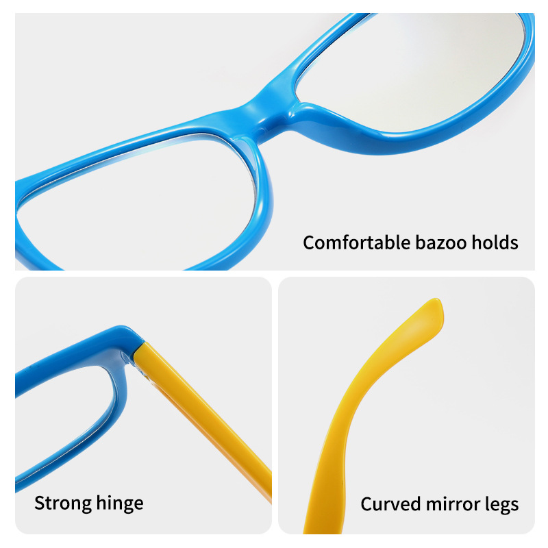 New Silicone Boys and Girls Anti-Blue Light Glasses Full Rim Frame M Nail Plain Glasses Kids Blue Light Goggles