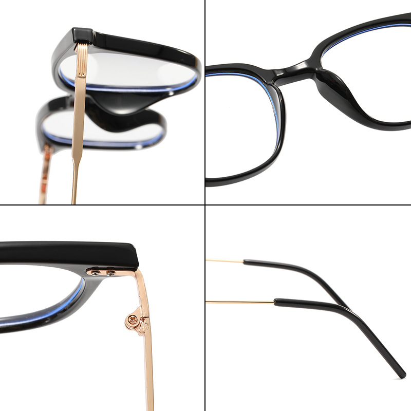 New Oval Frame Anti-Blue Light Glasses Men and Women Elegant Plain Face Small Plain Glasses Metal Glasses Myopia Glasses