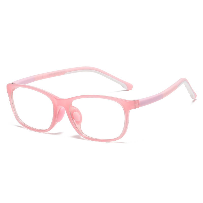 2021 New Children&#039;s Anti-Blue Light Glasses Fashion Two-Color Silicone Plain Glasses Boys and Girls Myopia Frame Glasses