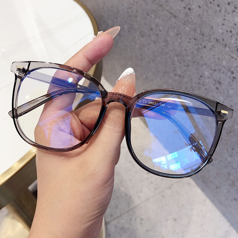Large Frame Transparent Anti-Blue Light Glasses Female Large Frame round Frame Plain Glasses Student Face Repair Myopia Glasses Rim Glasses Frame Male Wholesale