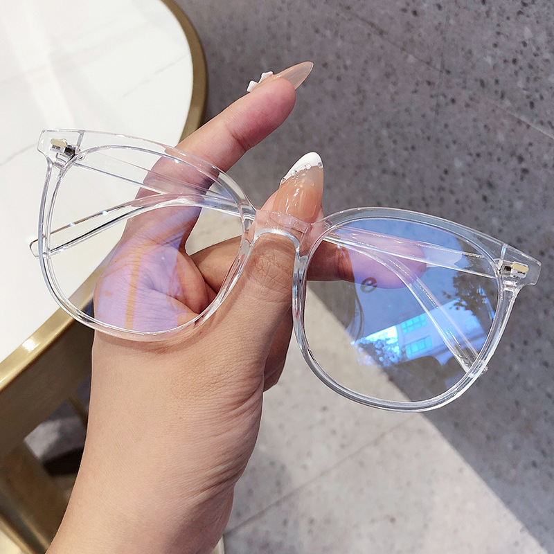 Large Frame Transparent Anti-Blue Light Glasses Female Large Frame round Frame Plain Glasses Student Face Repair Myopia Glasses Rim Glasses Frame Male Wholesale