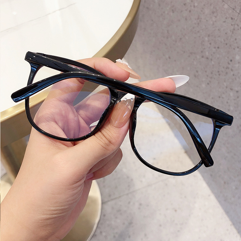 Large Frame Transparent Anti-Blue Light Glasses Female Large Frame round Frame Plain Glasses Student Face Repair Myopia Glasses Rim Glasses Frame Male Wholesale