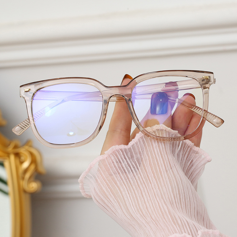 2021 Bare Face Large Frame Anti Blue-Ray Glasses Frame Men&#039;s and Women&#039;s New TR90 Fashion Plain Glasses Polygon Myopia Glasses