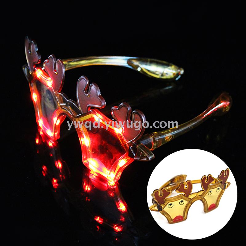 ZD-Merry Christmas Merry Christmas LED Flashing Glowing Glasses Antlers Glasses Santa Claus