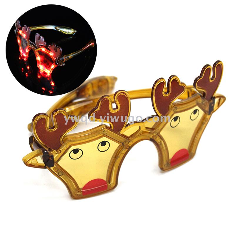 ZD-Merry Christmas Merry Christmas LED Flashing Glowing Glasses Antlers Glasses Santa Claus
