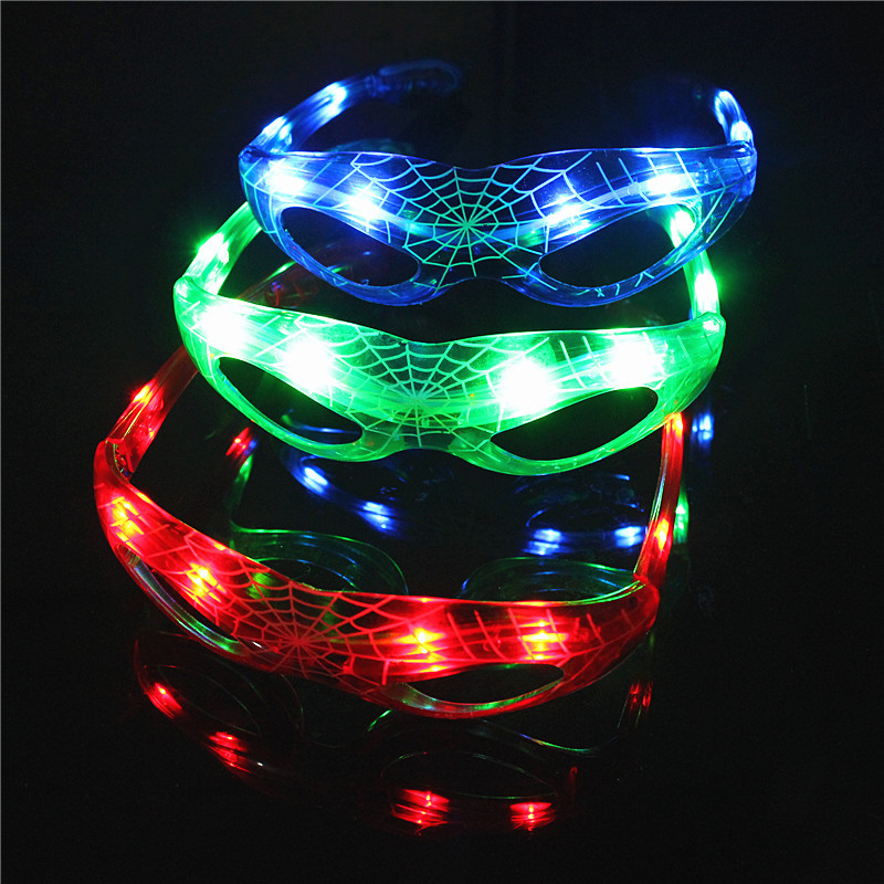 Factory Direct Sales Spiderman Glowing Glasses Wholesale Flash Glasses Holiday Party Prom Led Flashing Glasses