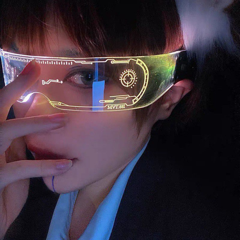Flashing Glasses  Colorful Glasses One Piece Sunglasses Luminous Glasses Led Bar Disco Flash Goggles