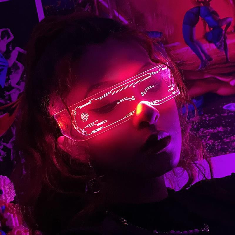 Flashing Glasses  Colorful Glasses One Piece Sunglasses Luminous Glasses Led Bar Disco Flash Goggles