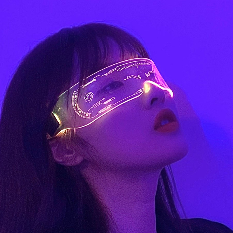 Flashing Glasses  Celebrity One-Piece Cyberpunk Sunglasses Science Fiction Bar Disco Flash Sunglasses