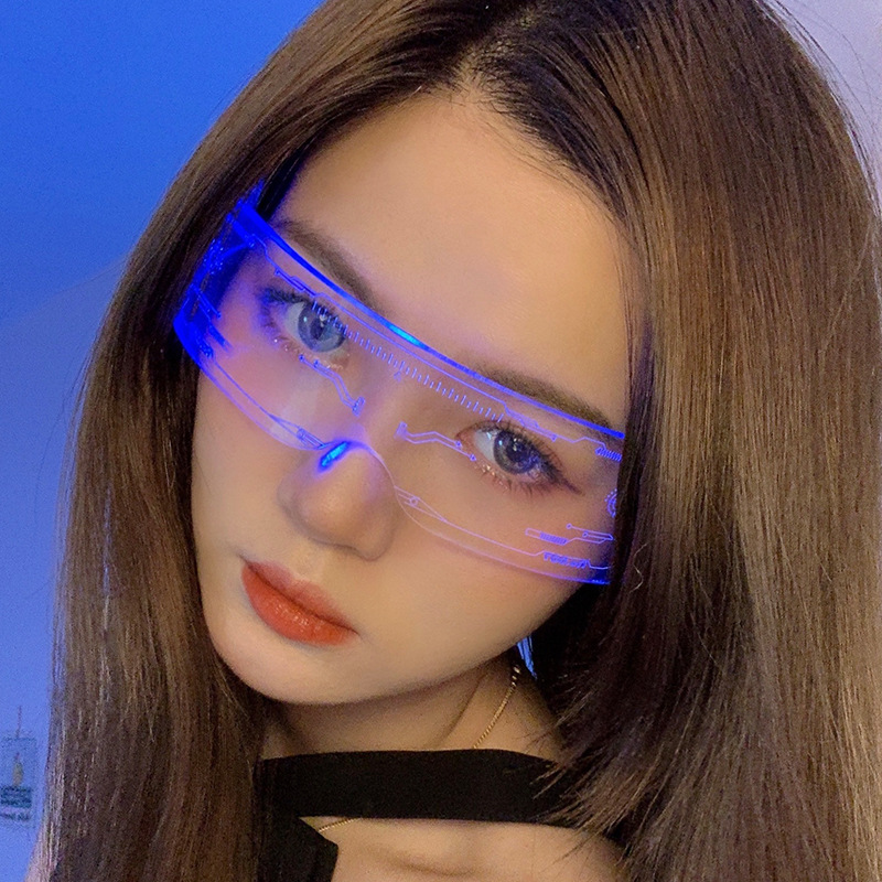 Flashing Glasses  Celebrity One-Piece Cyberpunk Sunglasses Science Fiction Bar Disco Flash Sunglasses