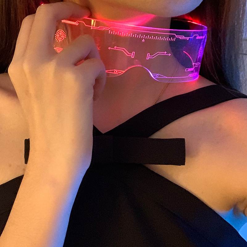 Flashing Glasses  Celebrity One-Piece Cyberpunk Sunglasses Science Fiction Bar Disco Flash Sunglasses