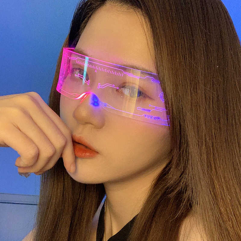 Flashing Glasses  Celebrity One-Piece Cyberpunk Sunglasses Science Fiction Bar Disco Flash Sunglasses