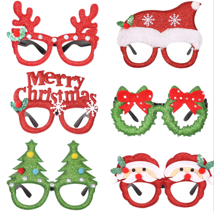 Christmas Decorations Adult and Children Toy Santa Snowman Antlers Glasses Christmas Decorative Glasses Toy Glasses