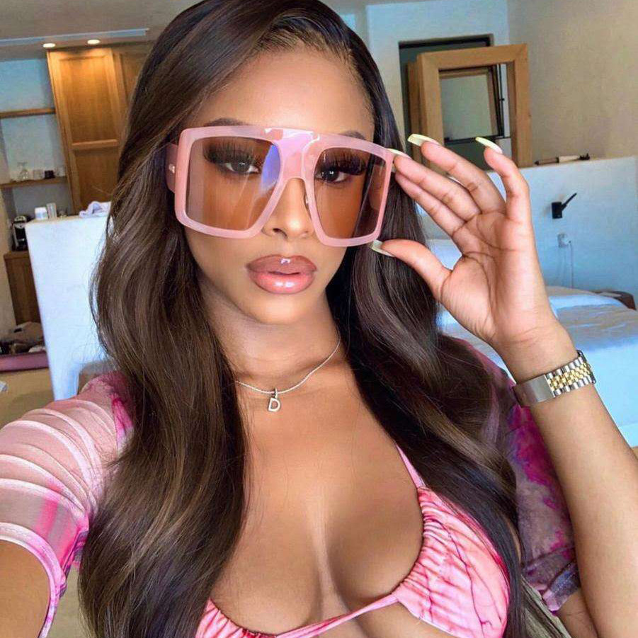2021 New Trend Large Rim Sunglasses Gradient Color Sunglasses European and American Fashion Chic Decorative Glasses