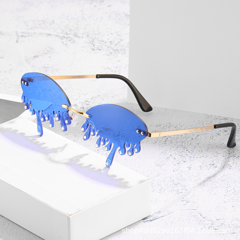 High-Profile Figure Irregular Fashion Sunglasses Women&#039;s Small Frame Tear Sunglasses European and Decorative Glasses
