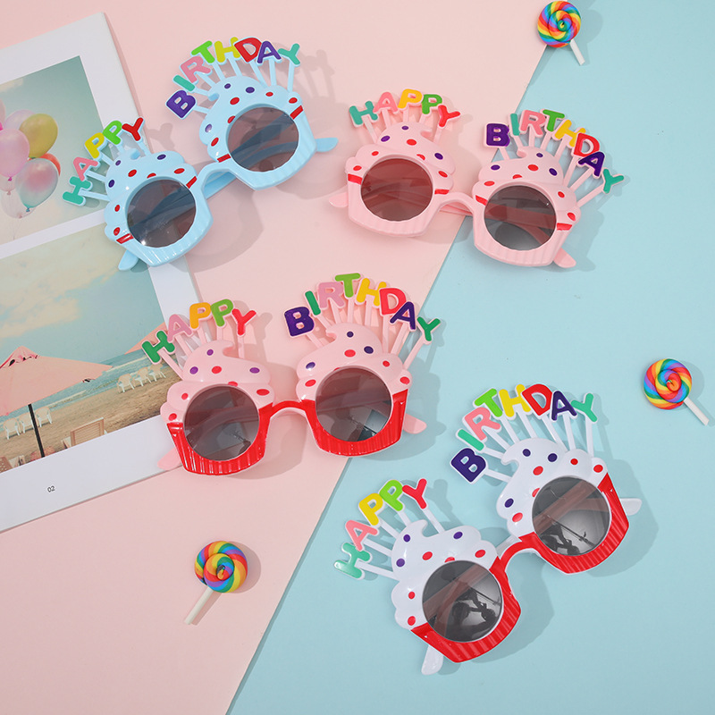 Style Internet Celebrity Birthday Glasses Adult and Children Birthday Party Glasses Cake Decorations Decorative Glasses