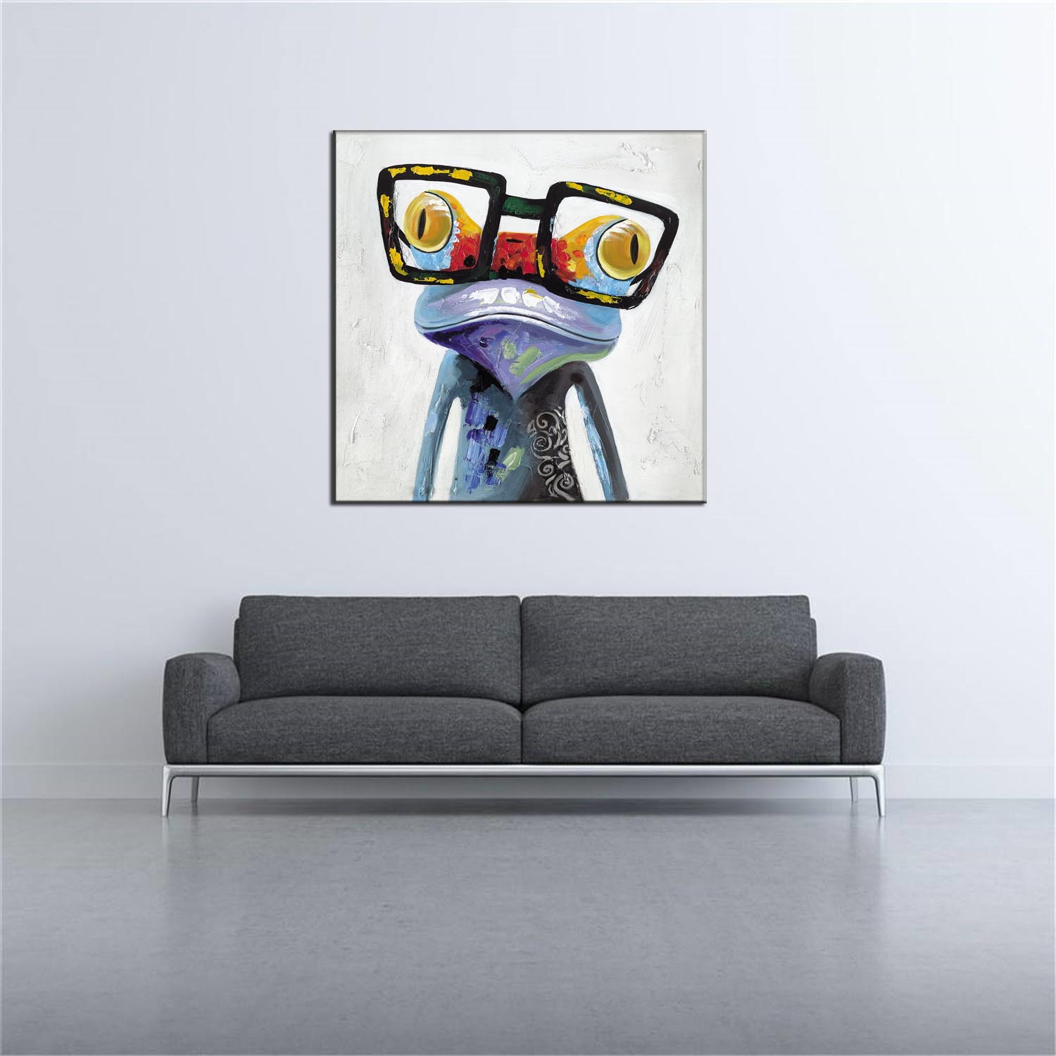 Frog Decorative Painting with Glasses European and American Style Living Room Entrance Cartoon Background Wall Mural