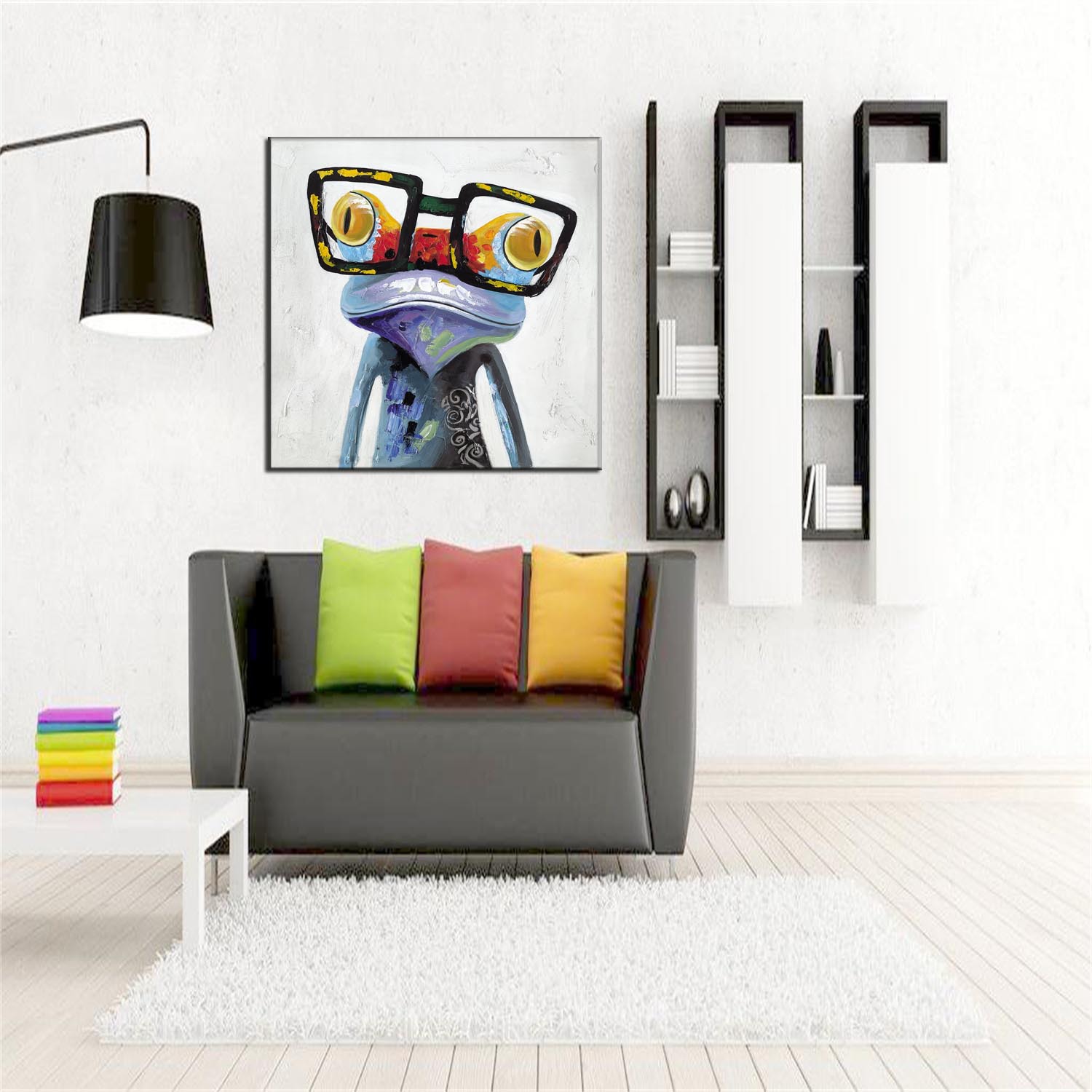 Frog Decorative Painting with Glasses European and American Style Living Room Entrance Cartoon Background Wall Mural One Piece Dropshipping
