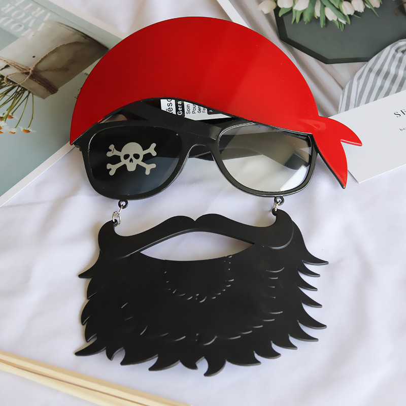 Halloween Glasses Beard Ball Party Funny Props Skull Pirate Navy Ghost Festival Ball Decorative Glasses