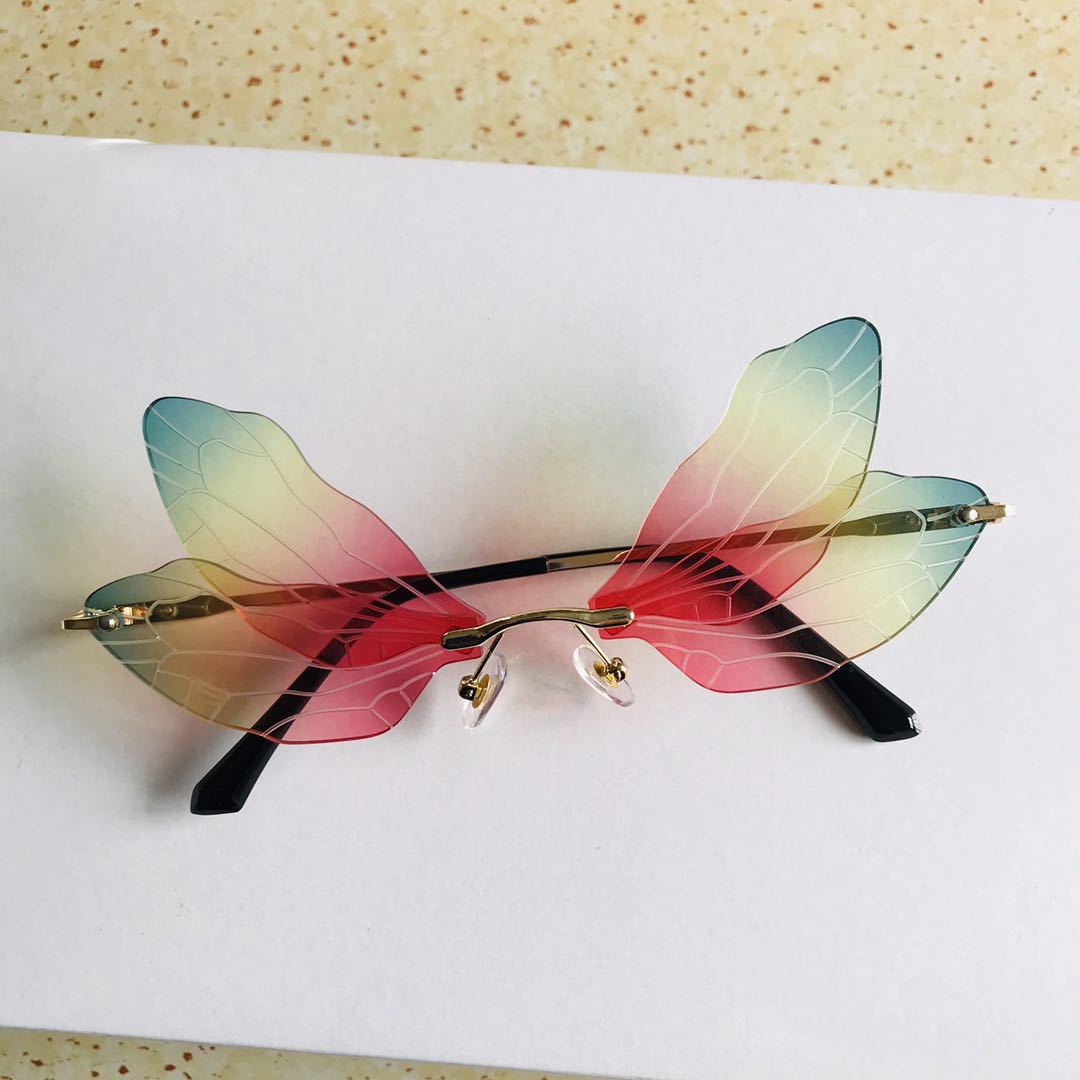New European and American Sunglasses Fashion Dragonfly Wings Decorative Glasses