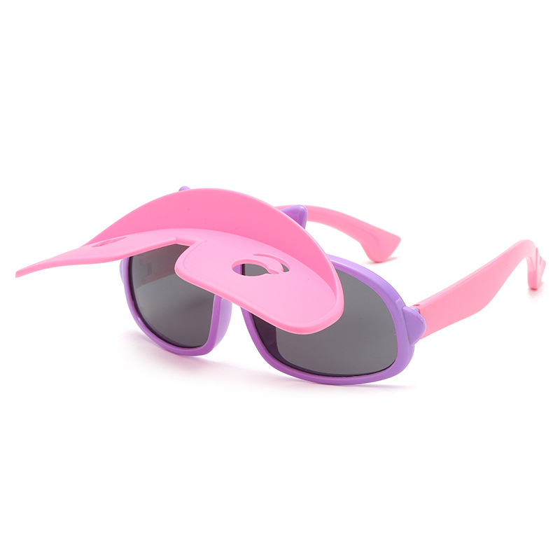 Fashion Cartoon New Flip Children Polarized Sunglasses UV Protection Outdoor Matching Glasses Baby Sunglasses