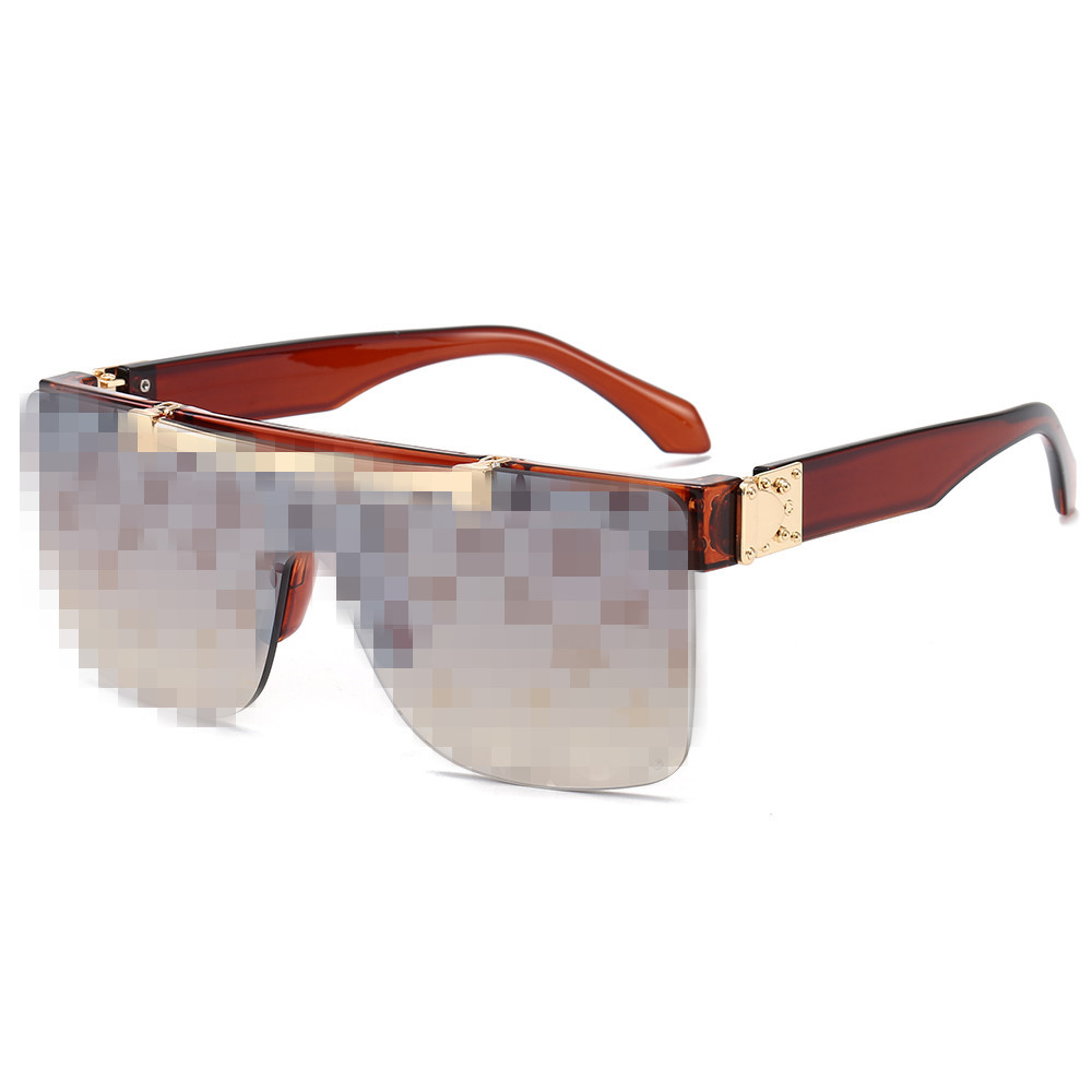 Punk Glasses Fashion Sunglasses European and American Rimless Printing Sunglasses Sunglasses Flip Sunglasses for Women 2021 New