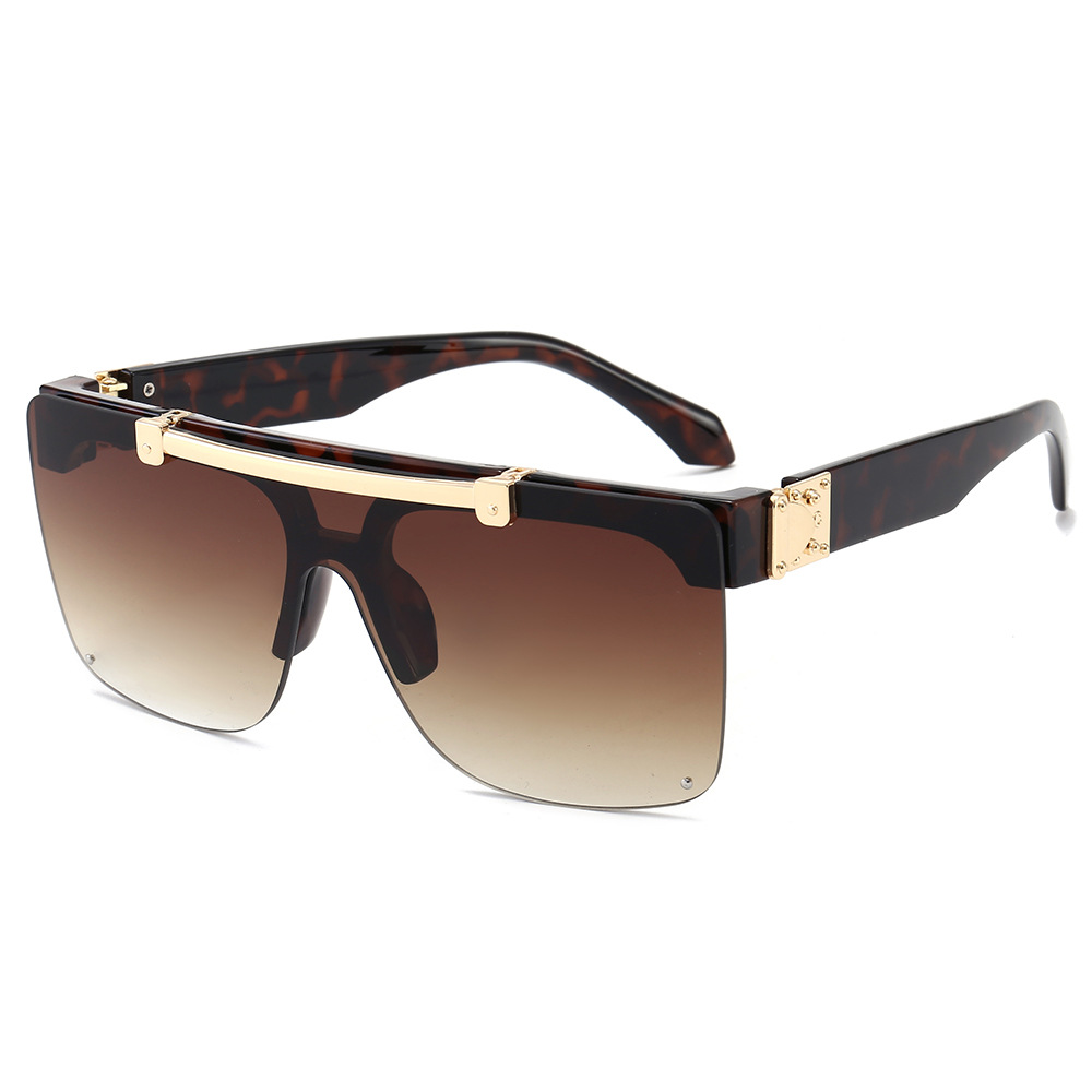 Punk Glasses Fashion Sunglasses European and American Rimless Printing Sunglasses Sunglasses Flip Sunglasses for Women 2021 New
